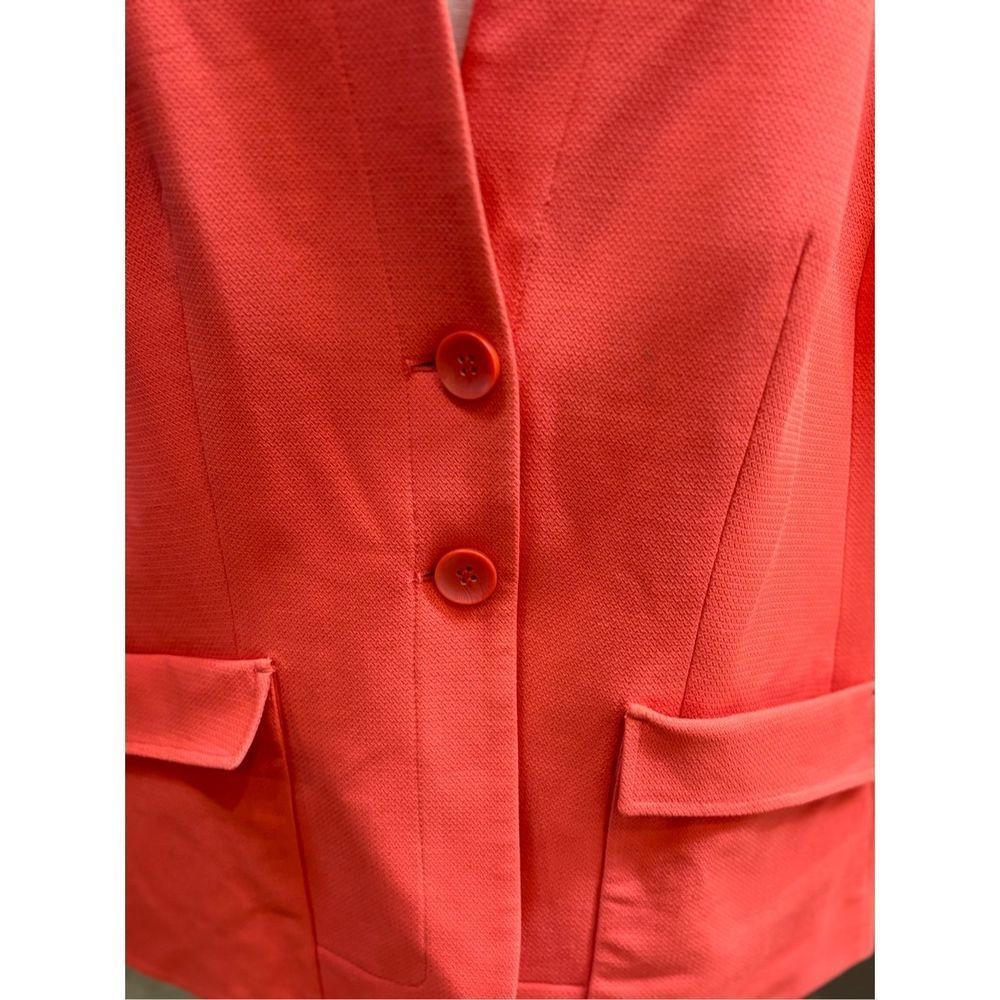 Classiques Entier 18W tangerine 3/4 sleeve button front lined tweed style blazer - Picture 3 of 7